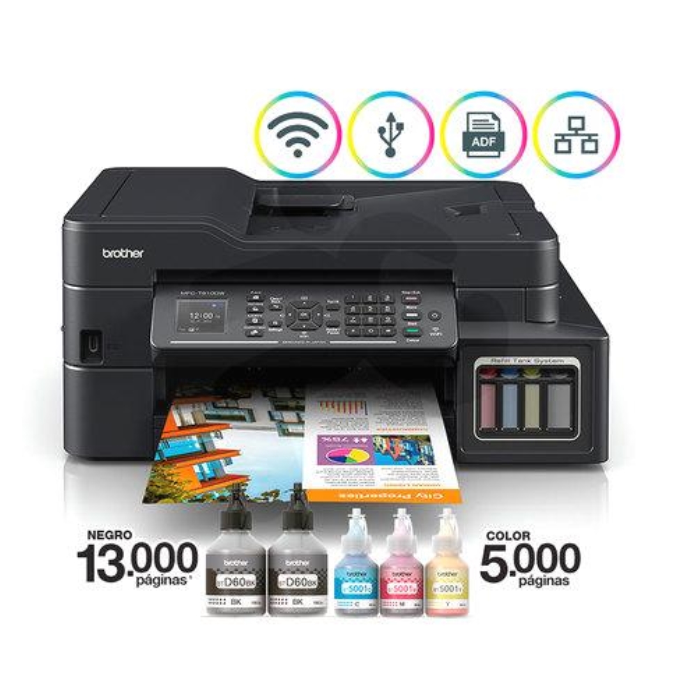 impresora multifuncional brother mfc-t910w, fax, adf, wifi